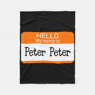 Hello My Name Is Peter Sticker Name Tag On A Shirt Fleece Blanket