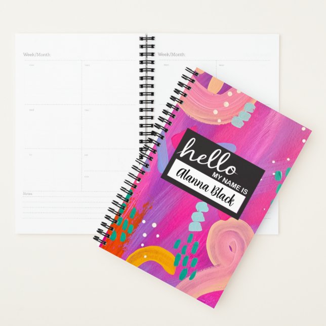 Hello My Name Is Pink Abstract Aesthetic  Planner (Display)