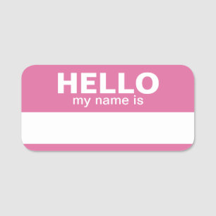 Hello my name is - Pink - Business Contact Info Name Tag