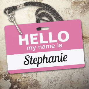 Hello my name is - Pink - Custom Employee Name ID Badge