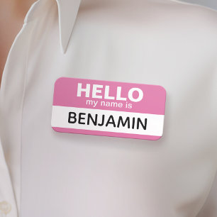 Hello my name is - Pink - Custom Employee Name Tag