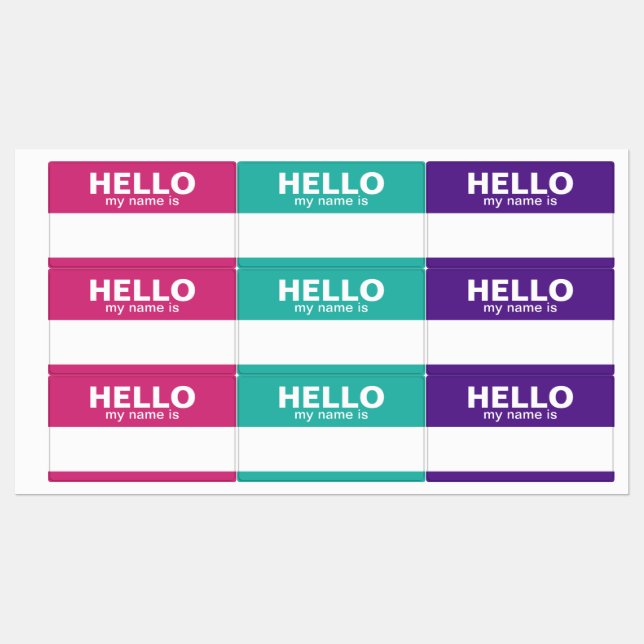 Hello my name is - pink teal purple - Employee (Sheet)