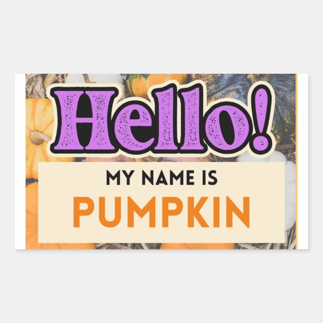 Hello My Name is Pumpkin Fall Sticker (Front)