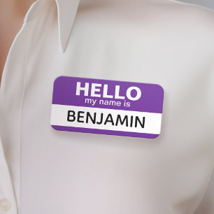 Hello my name is - Purple - Custom Employee Tag