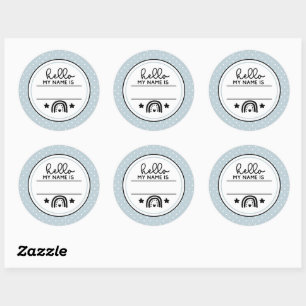 Hello my name is rainbows and polka dots milestone classic round sticker