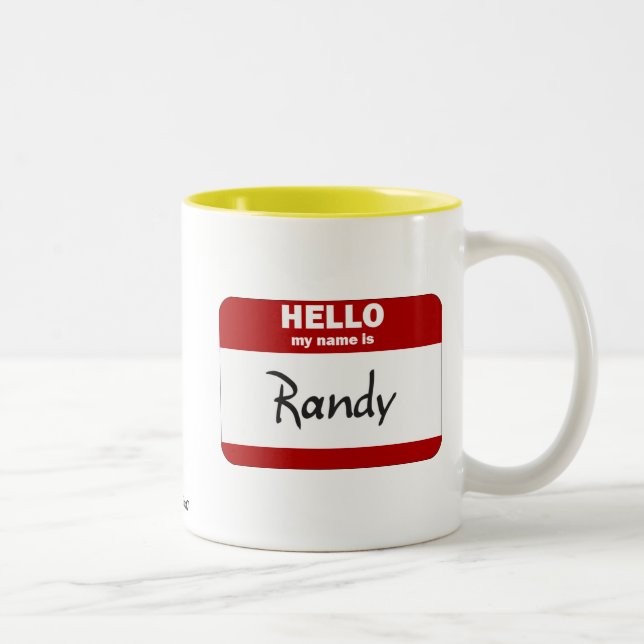 Hello My Name Is Randy (Red) Two-Tone Coffee Mug (Right)