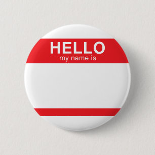 Hello My Name Is - Red 6 Cm Round Badge