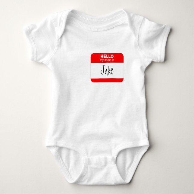 Hello, My Name is ... (red) Baby Bodysuit (Front)