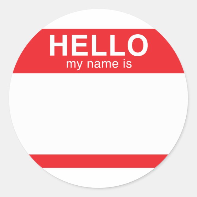 Hello My Name Is - Red Classic Round Sticker (Front)