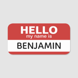 Hello my name is - red - Custom Employee Name Tag