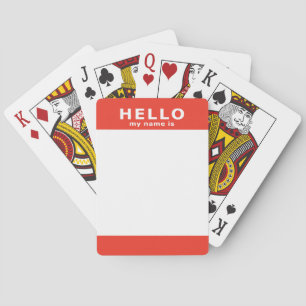 hello my name is red name tag playing cards