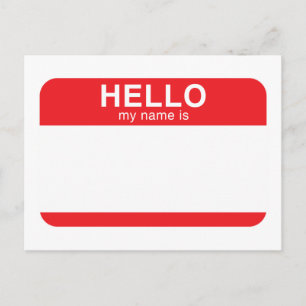 Hello My Name Is - Red Postcard