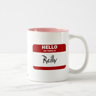 Hello My Name Is Reilly (Red) Two-Tone Coffee Mug