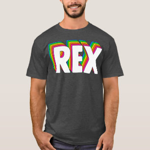 Hello My Name Is Rex Rainbow Name Tag T-Shirt