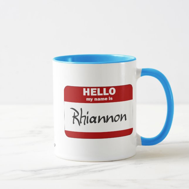 Hello My Name Is Rhiannon (Red) Mug (Right)