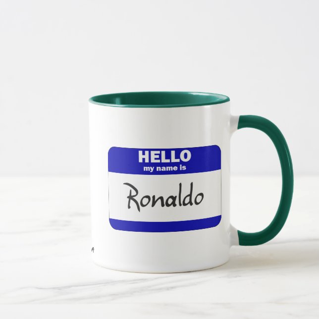 Hello My Name Is Ronaldo (Blue) Mug (Right)