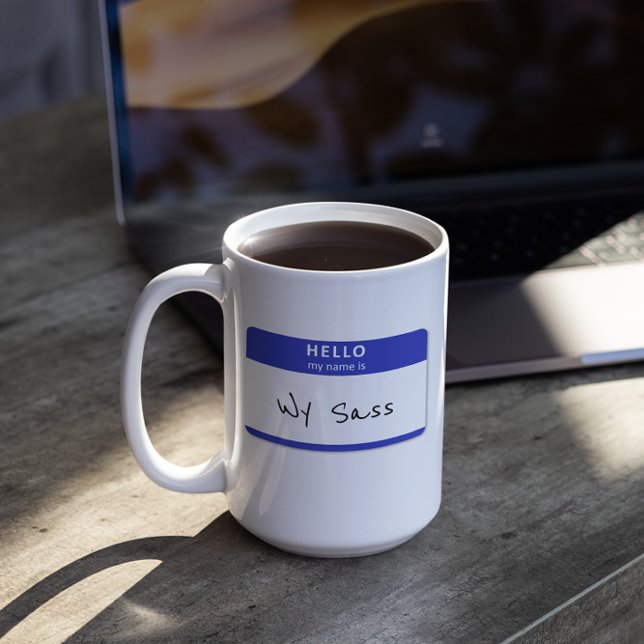 Hello My Name is Rude or Funny Blue Customisable Coffee Mug (Creator Uploaded)
