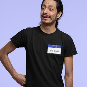 Hello My Name is Rude or Funny Blue Customisable T-Shirt
