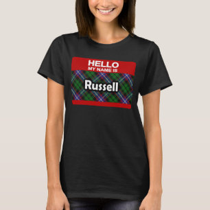 Hello My Name is Russell Scottish Clan Tartan T-Shirt