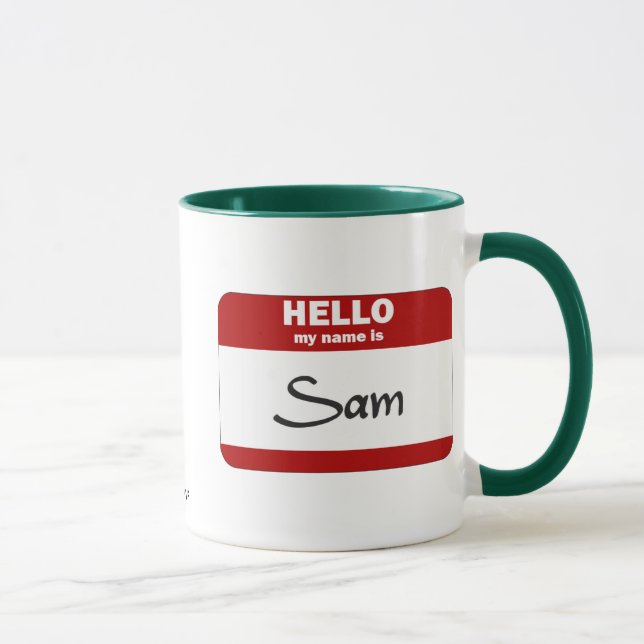 Hello My Name Is Sam (Red) Mug (Right)