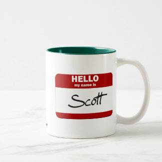 Hello My Name Is Scott (Red) Two-Tone Coffee Mug