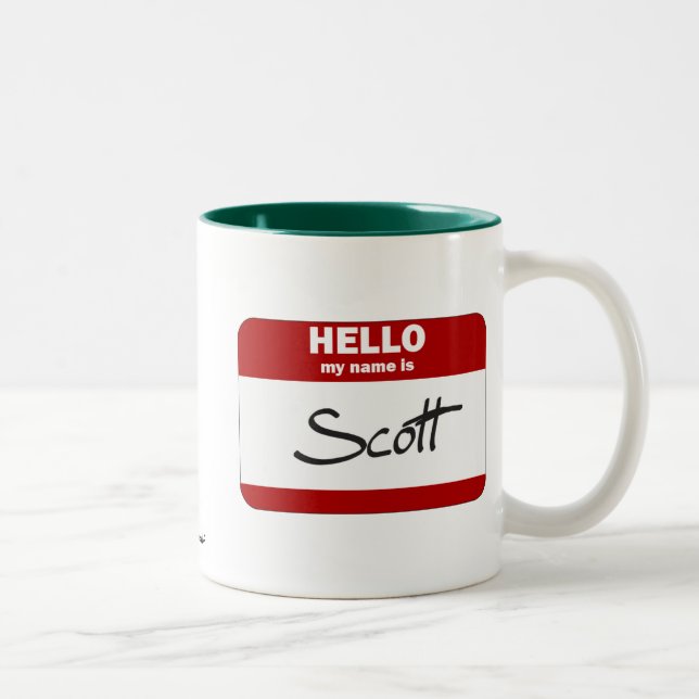 Hello My Name Is Scott (Red) Two-Tone Coffee Mug (Right)