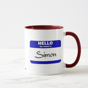 Hello My Name Is Simon (Blue) Mug
