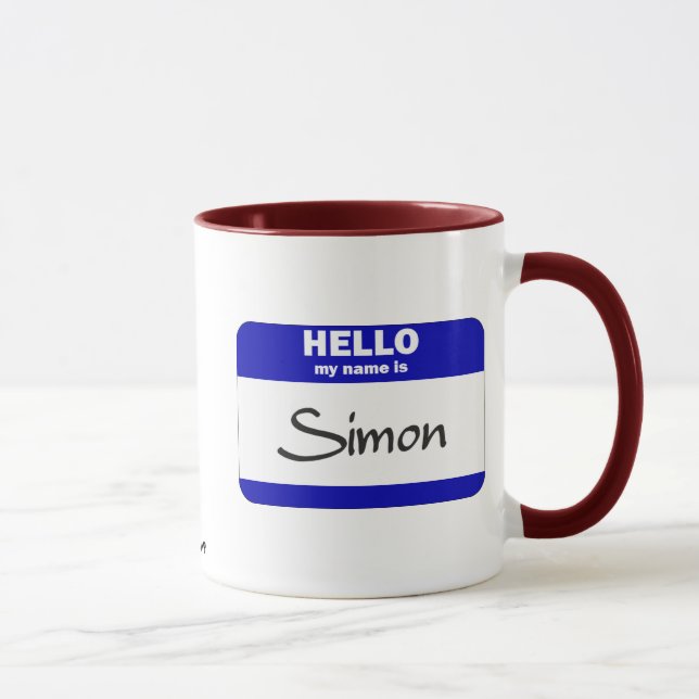 Hello My Name Is Simon (Blue) Mug (Right)