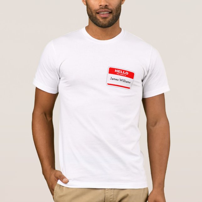 Hello My Name Is Sticker T-Shirt (Front)