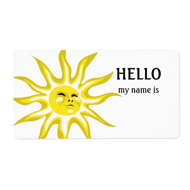 Hello my Name is Sunshine Labels (Front)