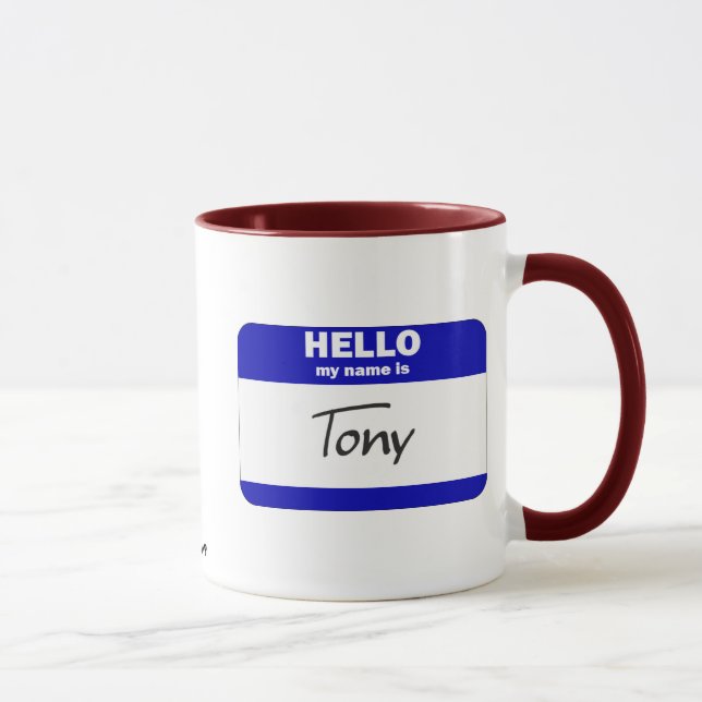 Hello My Name Is Tony (Blue) Mug (Right)