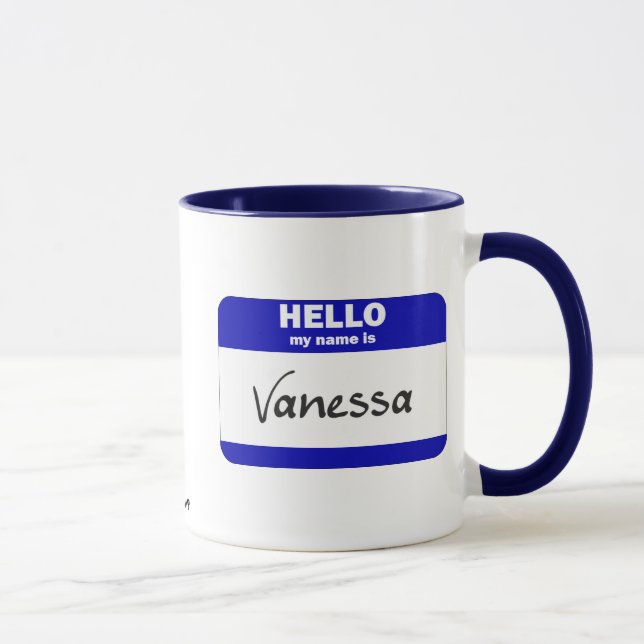 Hello My Name Is Vanessa (Blue) Mug (Right)