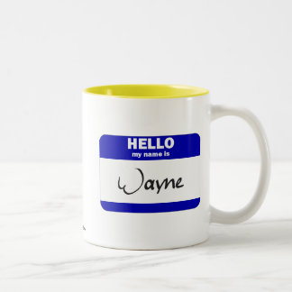 Hello My Name Is Wayne (Blue) Two-Tone Coffee Mug