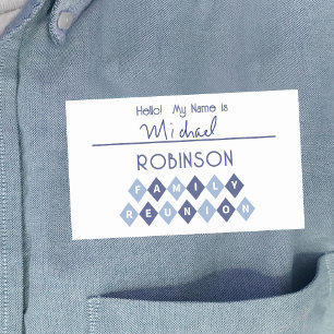 Hello My Name is Write In Identification Tag Blue