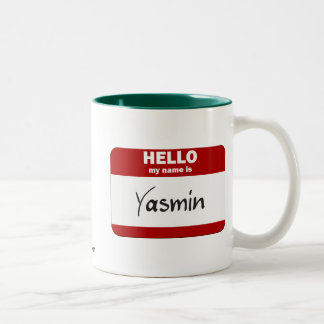 Hello My Name Is Yasmin (Red) Two-Tone Coffee Mug
