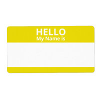 Hello My Name is Yellow and White Name Tag Labels