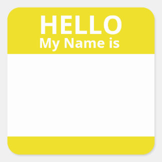 Hello My Name is Yellow White Name Tag Stickers