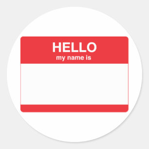 Hello, my name is (your text) classic round sticker