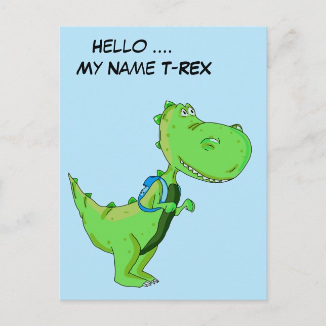 Hello My Name TRex Postcard (Front)