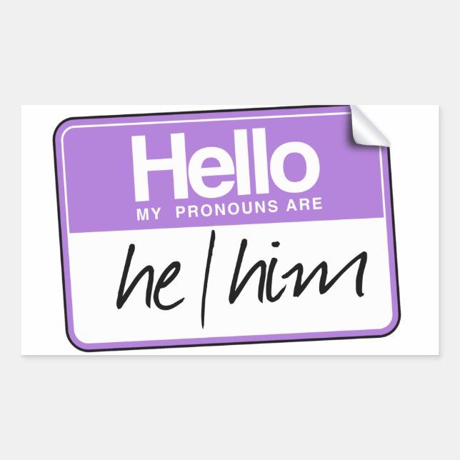 Hello my pronouns are: He Him  Rectangular Sticker (Front)
