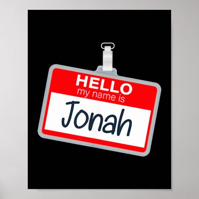 Hello Name Is Jonah Funny Halloween Costume Name Poster (Front)
