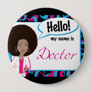 Hello Name Tag - Dr. Afro 10 Cm Round Badge