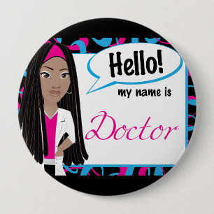 Hello Name Tag - Dr. Dreadlocks 10 Cm Round Badge