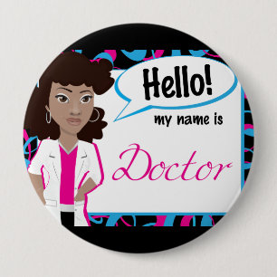 Hello Name Tag - Dr. Updo 10 Cm Round Badge
