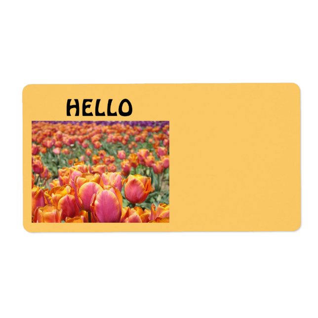 HELLO name tag Labels Tulip Flowers Conferences (Front)