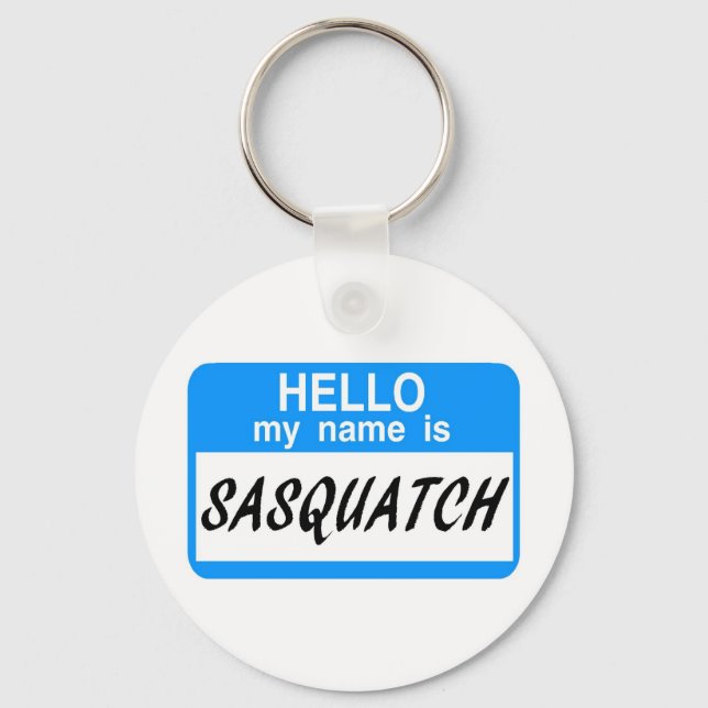 Hello Name Tag Sasquatch Key Ring (Front)