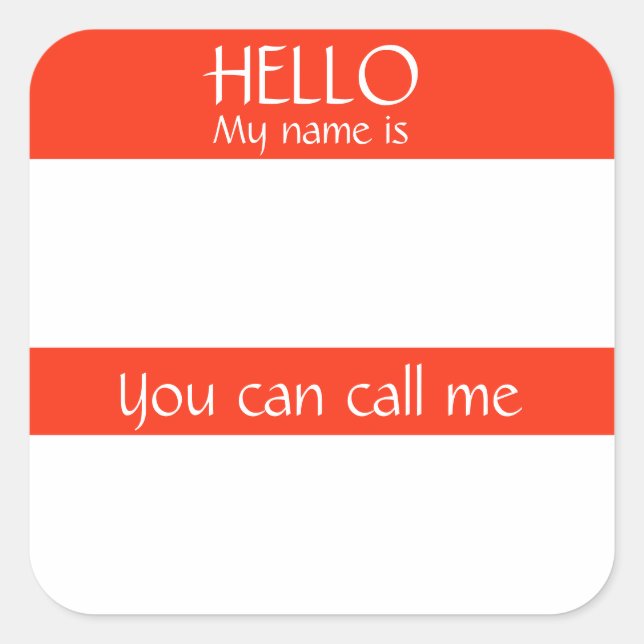 Hello Name Tag Sticker Badge Funny Party (Front)