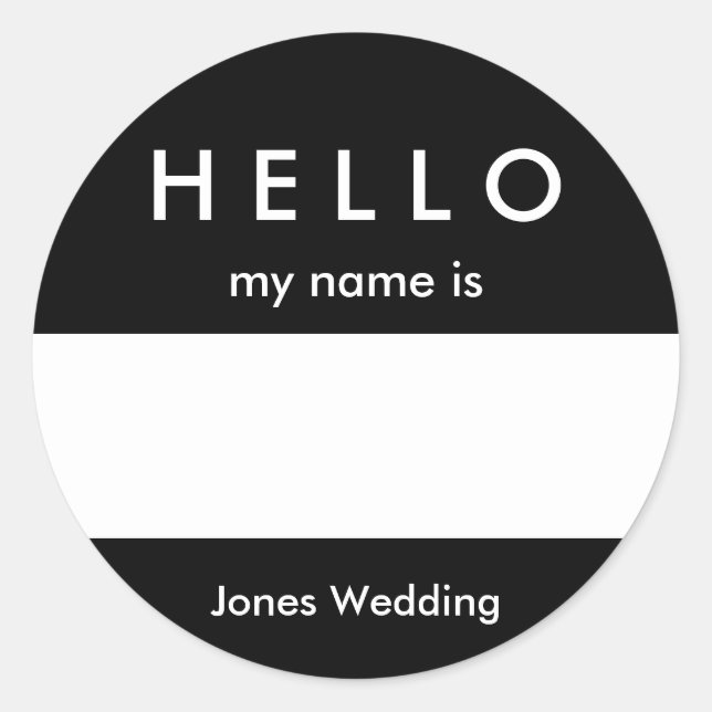 Hello Name Tag Sticker Customise Colour and Messag (Front)