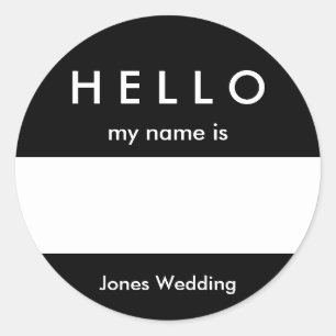 Hello Name Tag Sticker Customise Colour and Messag