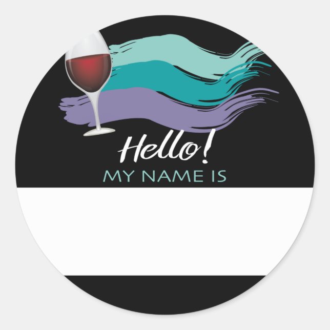 Hello name tag wine and painting event (Front)